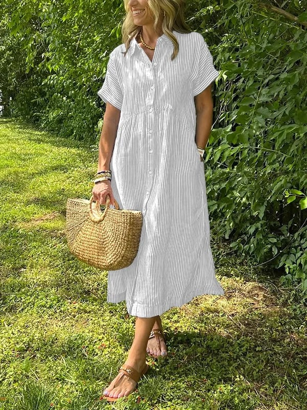Kjellina – Camicia Abito Estivo a Righe