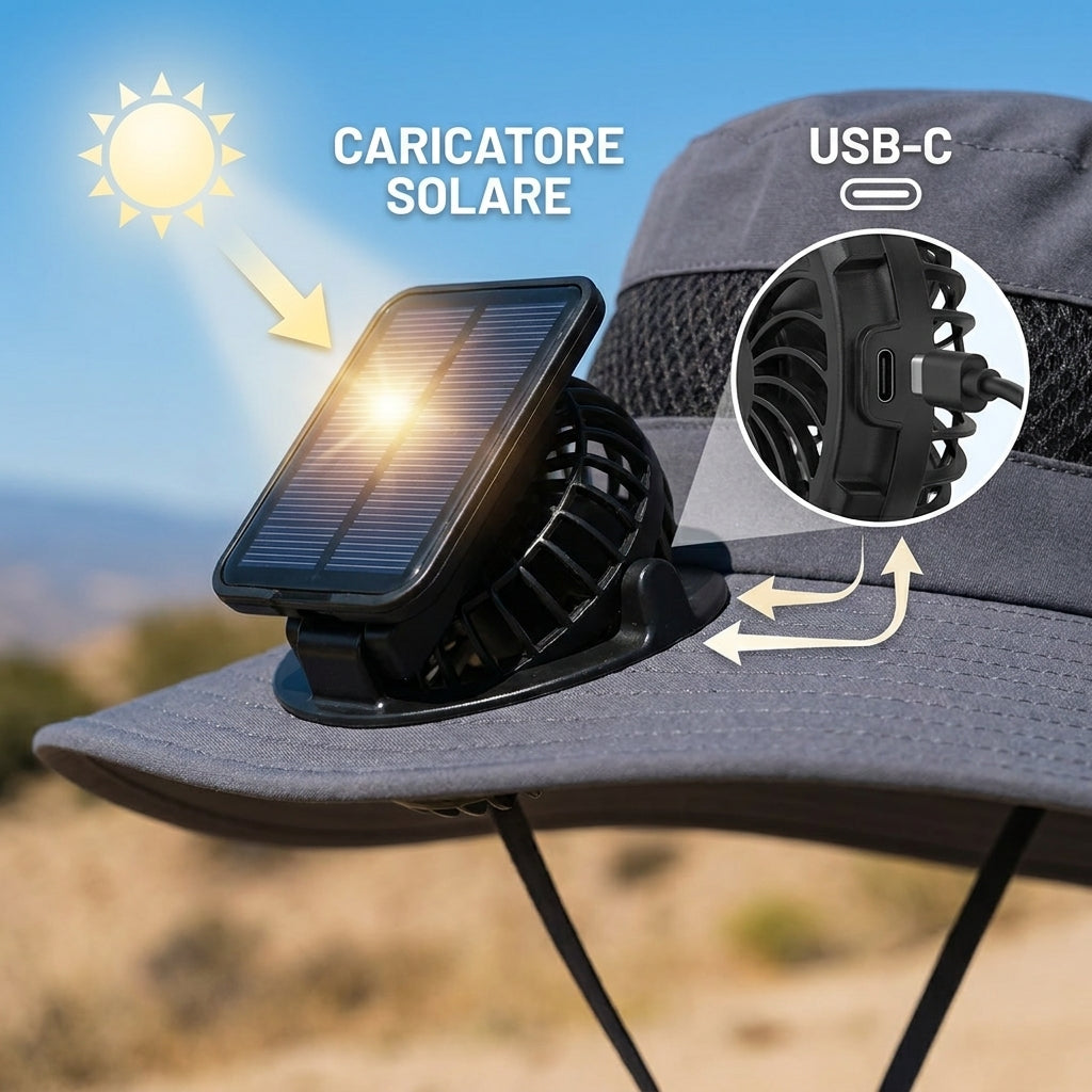 SolarBreeze™ | Cappello Rinfrescante con Ventole Solari