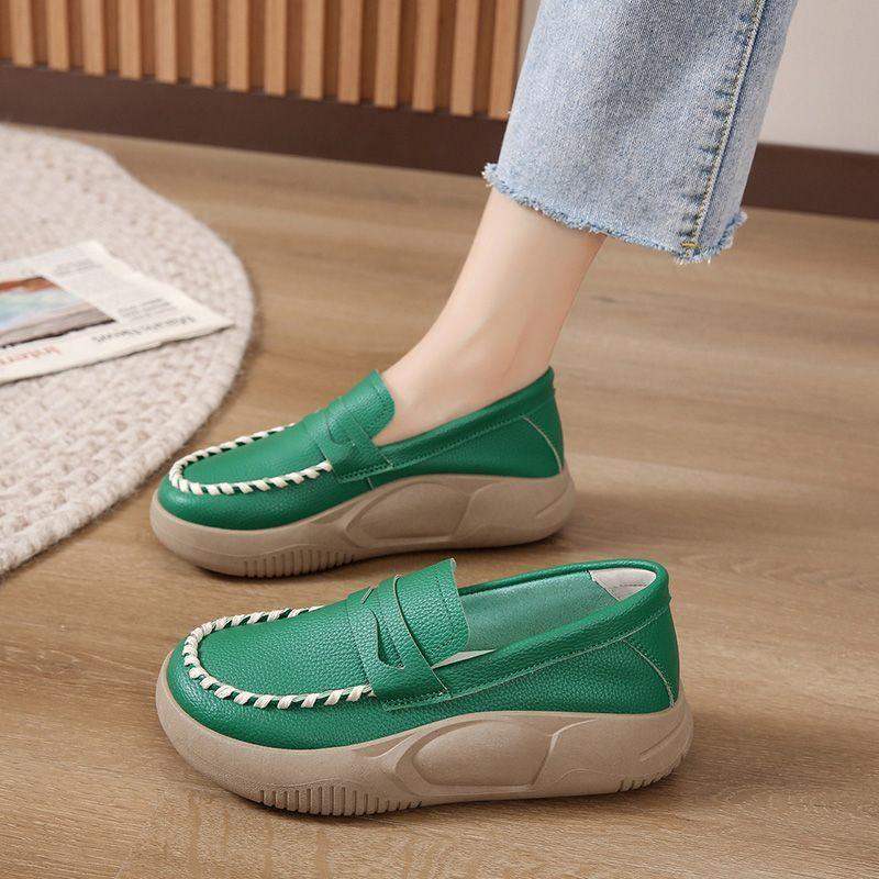 Soft-soled pure cowhide corrective loafers
