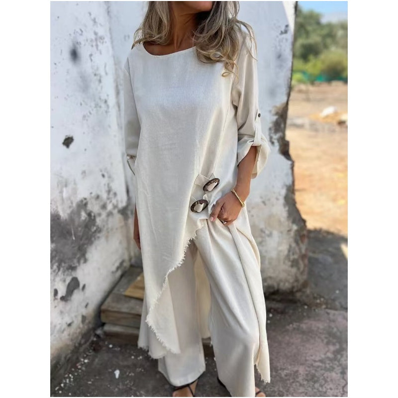Abito in Cotone e Lino + Pantaloni - Due Pezzi